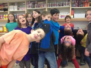 Students making goofy faces in optional classroom 